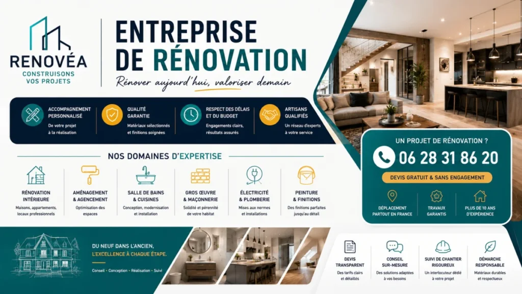 Entreprise de rénovation dans les Bouches-du-Rhône spécialisée en rénovation de maison, appartement et locaux professionnels.